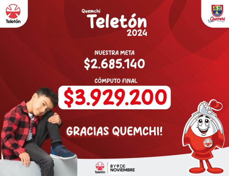 Quemchi logró superar la meta en la teletón 2024